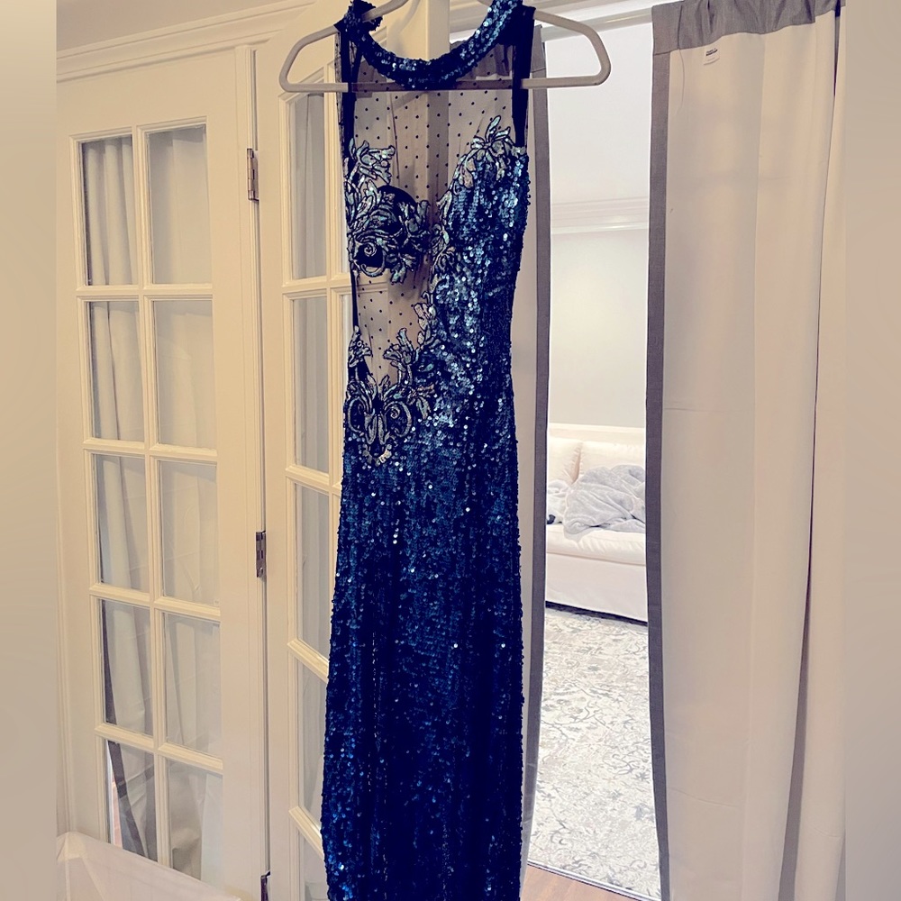 Gorgeous Blue & Silver Sequine Argentine Tango Dress